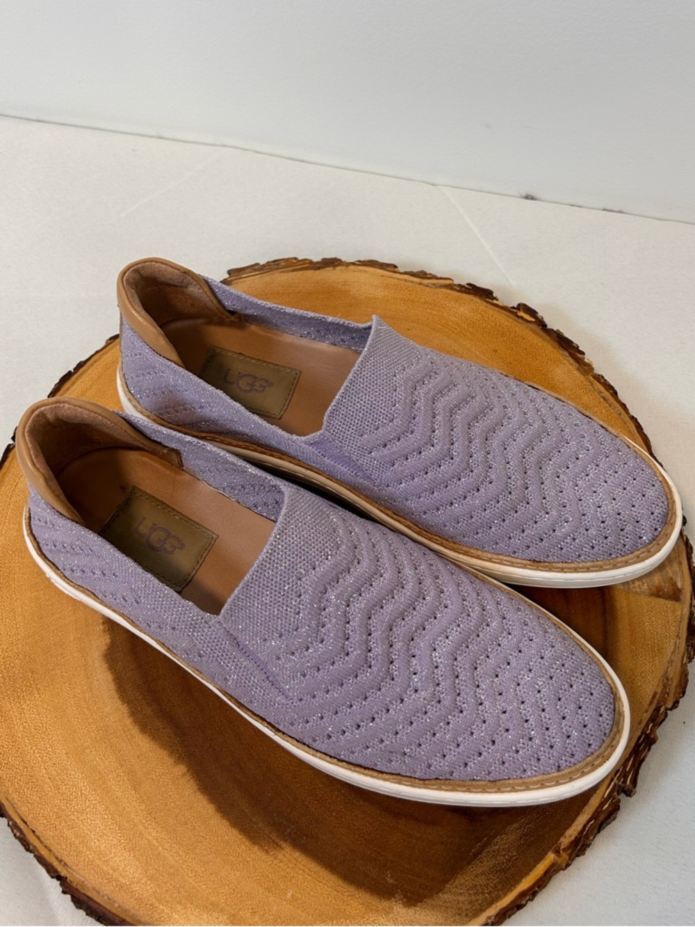 UGG Sammy Metallic Chevron Stretch Knit Slip-On Sneakers Women’s Size 7